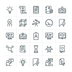 Modern Simple Set of science, bookmarks, education Vector outline Icons. ..Contains such Icons as  literature,  danger, concept,  student and more on white background. Fully Editable. Pixel Perfect.