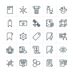 Modern Simple Set of science, bookmarks, education Vector outline Icons. ..Contains such Icons as  concept,  medical, schedule, science and more on white background. Fully Editable. Pixel Perfect.