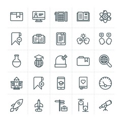 Modern Simple Set of science, bookmarks, education Vector outline Icons. ..Contains such Icons as  learn,  success,  sky,  choice,  vintage and more on white background. Fully Editable. Pixel Perfect.