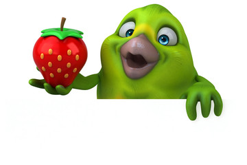 Fun green bird - 3D Illustration