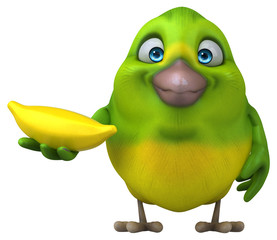 Fun green bird - 3D Illustration