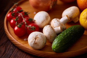 Breakfast sandwich with homemade paste, vegetables and fresh greens, shallow depth of field