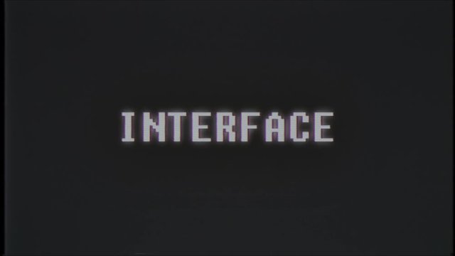 retro videogame INTERFACE word text computer old tv glitch interference noise screen animation seamless loop New quality universal vintage motion dynamic animated background colorful joyful video
