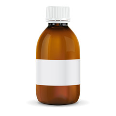 Brown plastic bottle with blank paper tag