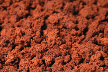 Instant coffee in granules. Instant coffee background macro.