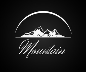 Fototapeta na wymiar Vector mountains emblem. vector mountain logo Mountains and travel icons. Outdoor events and camping leisure.