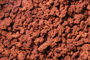 Instant coffee in granules. Instant coffee background macro.