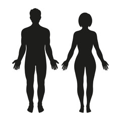 silhouettes of men and women on a white background