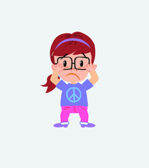 White girl with glasses, surprised.