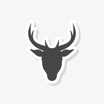 Deer head sticker, simple vector icon