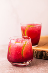 Alcoholic cocktail sour cherry gin or porch crawler. Lemonade.