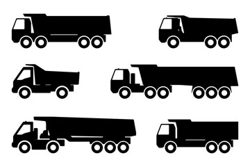 Set silhouette of a dump truck.