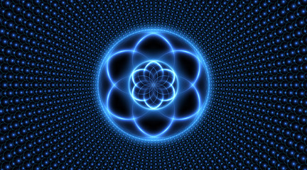 Sacred geometry, abstract glowing background. Vector Digital graphic for brochure, website, flyer, print, poster, other design.
