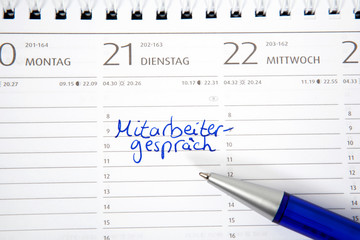 Eintrag im Kalender: Mitarbeitergespräch