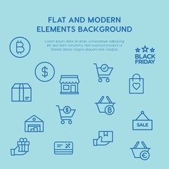 Obraz premium shopping outline vector icons and elements background concept on blue background...Multipurpose use on websites, presentations, brochures and more