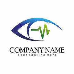 Eye Heath and Pulse Logo Vector Template