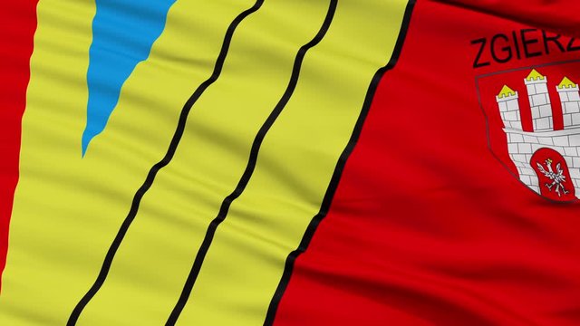 Zgierz closeup flag, city of Poland, realistic animation seamless loop - 10 seconds long