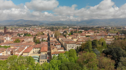 Fototapeta na wymiar Aerial view of Lucca, Tuscany