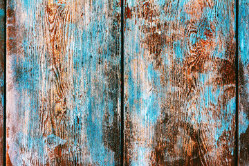 retro grunge background of wooden planks with remains of old paint