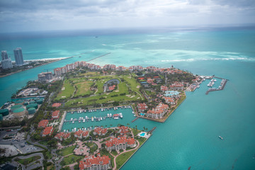 Aerial view of Fisher Island in Miami