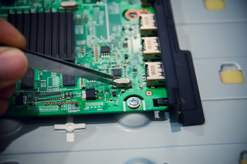 Circuit board. Electronic computer hardware technology. Motherboard digital chip. Tech science background. Integrated communication processor. Information engineering component.
