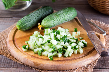 Fresh cucumber cubes