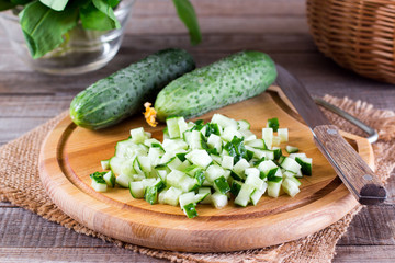Fresh cucumber cubes