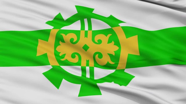 Argun  closeup flag, city of Russia, realistic animation seamless loop - 10 seconds long