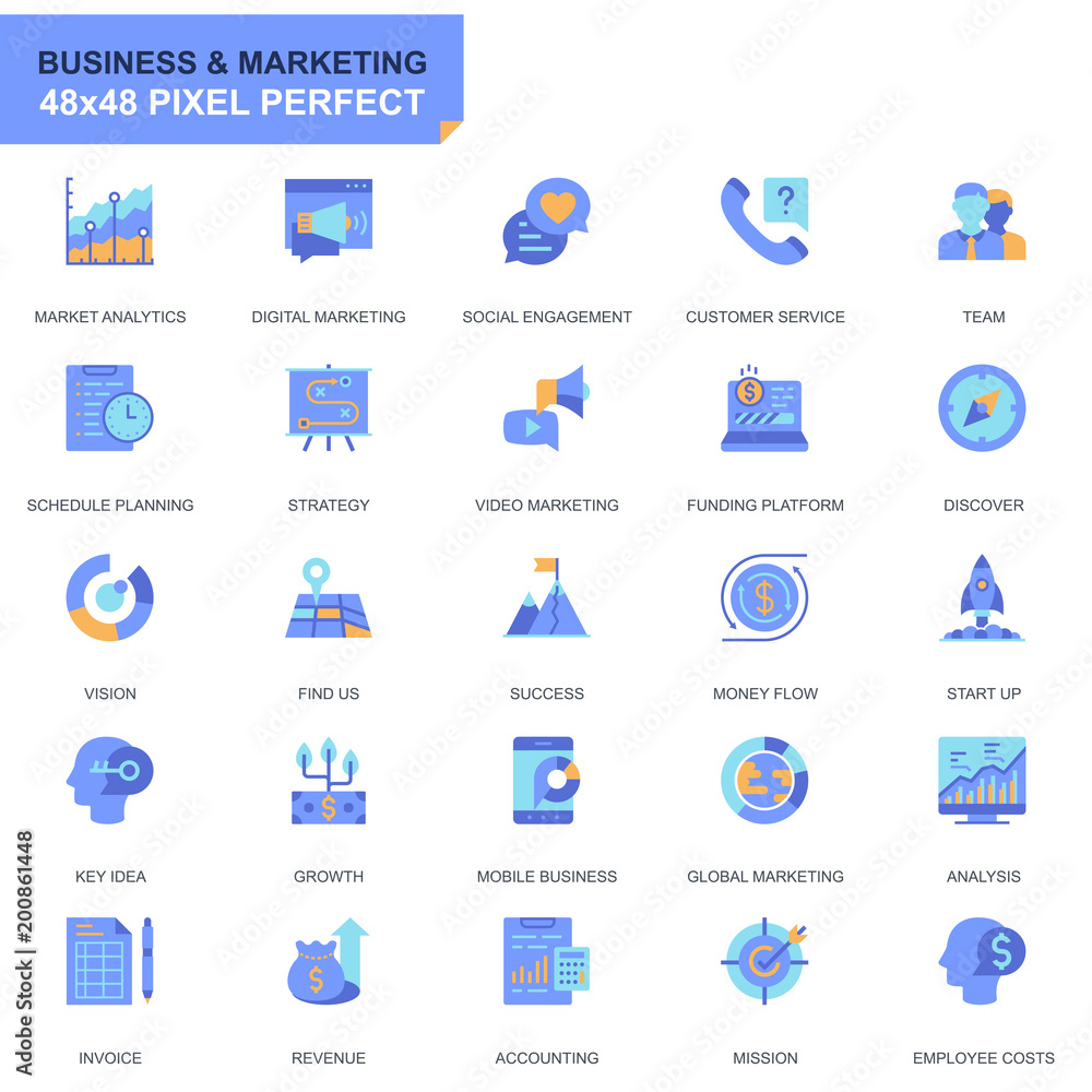 Aufkleber simple set business and marketing flat icons for website and mobile apps. contains such icons as vis