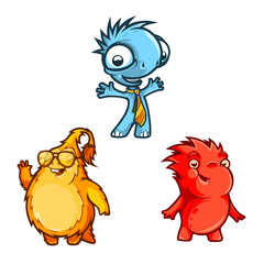 Three funny monsters