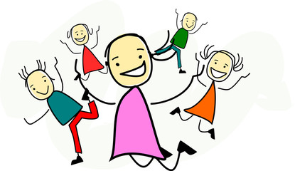 Glückliche Kinder springen vor Freude