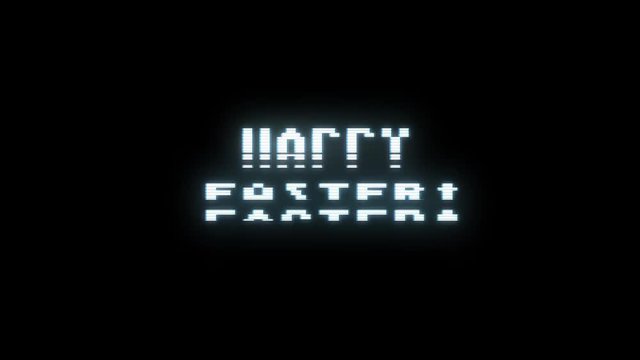 retro videogame HAPPY EASTER text computer holographic tv glitch interference noise screen animation seamless loop New quality universal motion dynamic animated background colorful joyful video