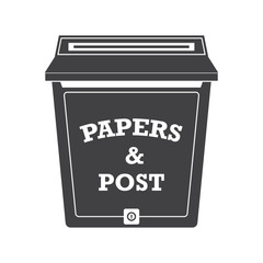 Modern letter box for mail letters outline illustration. Vintage mailbox icon. Monochrome post box logo or label template.