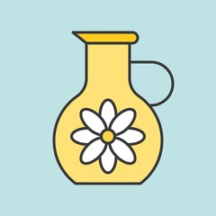 jug of floral essence, filled outline icon for beauty ingredient concept