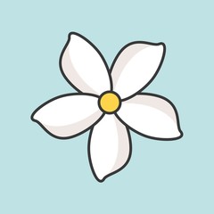 Fototapeta na wymiar Jasmine flower, filled outline icon