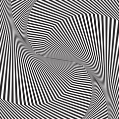 Optical art. Optical illusion background. Modern geometric background. Monochrome vector pattern. Design for wallpaper, wrapping, fabric, background, backdrops, prints, banners.