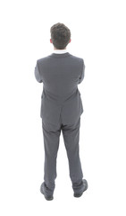 business man looking forward. back view