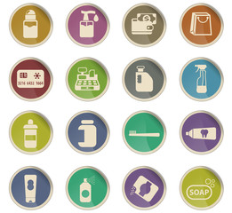 chemicals store icon set