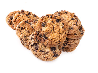 Chocolate cookies isolated on white background