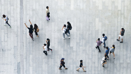 top aerial view crowd of people walking on business street pedestrian © ultramansk