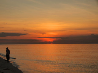 Slow shutter seascape view and beautiful sunrise