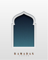 Arabic window design. Ramadan Kareem greeting card.