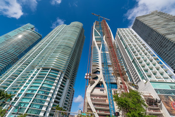 Streets of Downtown Miami on a sunny beautiful day