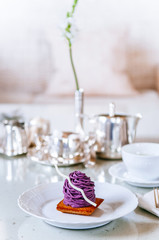 Beni Imo or purple yam Mont Blanc cake, Okinawa famous dessert