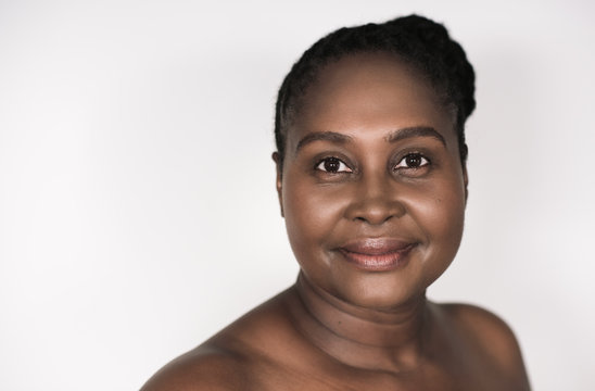 Mature African woman with beautiful skin smiling
