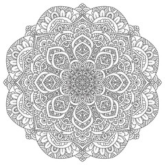 Black and white mandala vector isolated on white. Vector hand drawn circular decorative element.