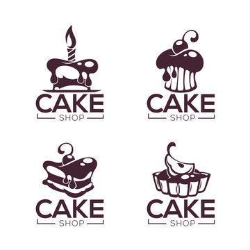 bakery, pastry, confectionery, cake, dessert, sweets shop, vector collection of logo, labels and emblems templates