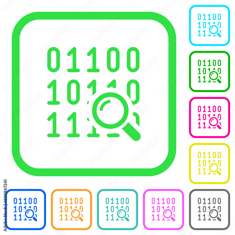 Sticker code analysis vivid colored flat icons