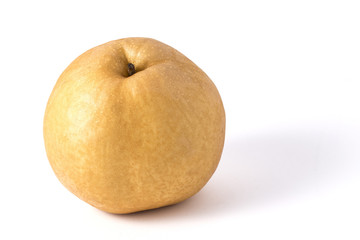 asia pear isolated. One pear fruits isolated on white background