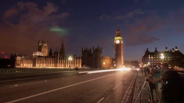 Night timelapse at Westminster Bridge, London